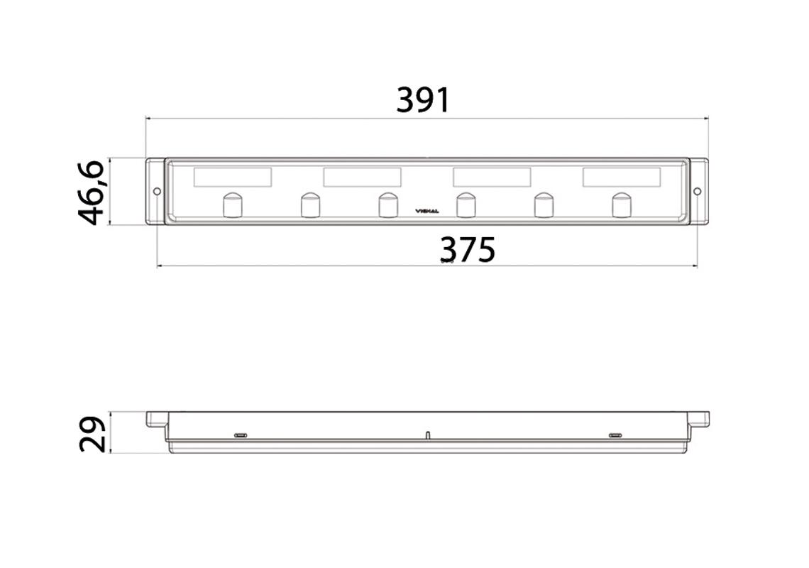 LED Leuchtbalken Rechts mit DT4 Anschlussstecker, Fixierung vorne